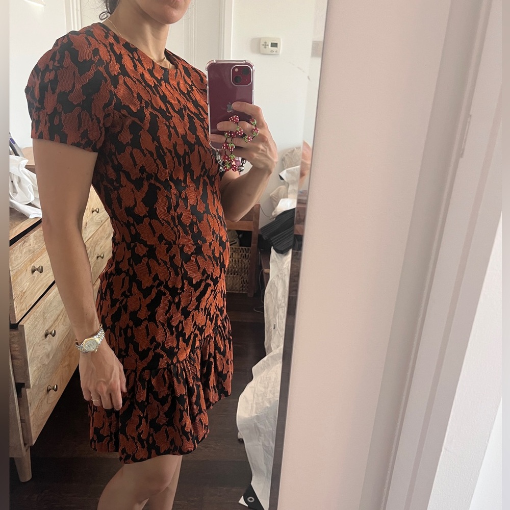 Opening Ceremony Black and Burnt Orange Fit and Flare Mini Dress